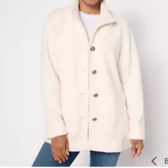 Susan Graver Weekend Knit Sugar Cane Boucle Button Front Jacket Women’s Size 4X